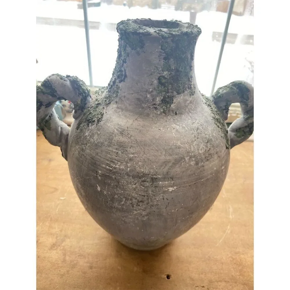THE COMMONWEALTH Retro Green Double Handle Amphora Vase 10